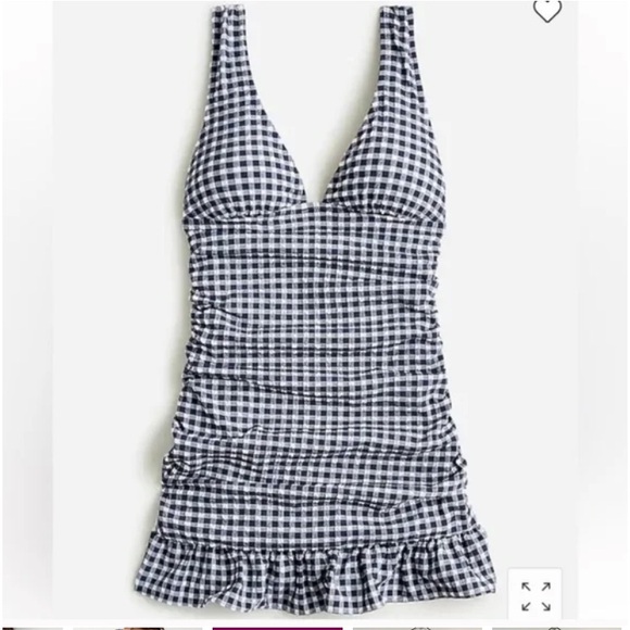New w Tag: J Crew Ruched Swim Dress in Classic Gingham. Size 16